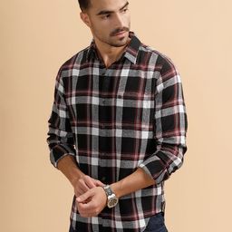WROGN Men Comfort Tartan Checks Striped Casual Shirt-image-99