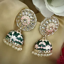 Anouk Gold-Plated Kundan Studded & Beaded Dome Shaped Drop Earrings-93