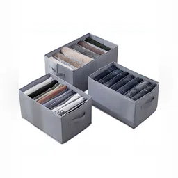 HOUSE OF QUIRK Grey Set of 3 Regular Drawer Organiser Organisers-15