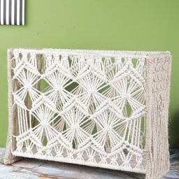 The Decor Mart White Self-Design Handcrafted Macrame Knotted On Metal Wire Frame File Oraganizer image 2