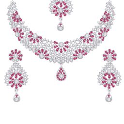 Atasi International Silver-Plated Crystal Studded Jewellery Set-image-70