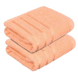 Kuber Industries Set Of 2 Peach-coloured-Coloured Striped Cotton Face Towels-57