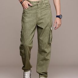 The Roadster Life Co. Men Pure Cotton Loose Fit Light Fade Cargo Jeans-image-40