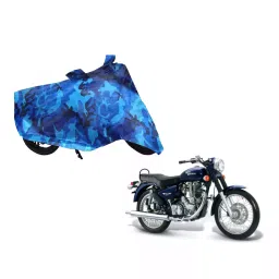 Auto Pearl Waterproof Two Wheeler Cover For Royal Enfield Bullet 500 (Blue)-image-53