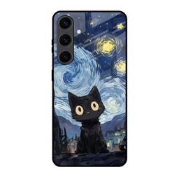QRIOH Midnight Whiskers Printed Samsung Galaxy S24 Plus Glass Back Case-image-57