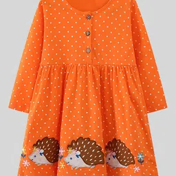 LULU & SKY Girls Polka Dot Printed Round Neck Embroidered Fit & Flare Dress-picture-21