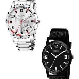 TARIDO Men Pack of 2 Printed Dial & Stainless Steel Analogue Watch TD_COMBO WATCH SML_31-19