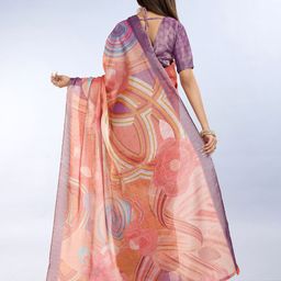 SUVIKAS CREATION Yourself Abstract Printed Tissue Saree With Blouse Piece image 3