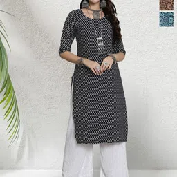HERE&NOW Women Pack Of 3 Ethnic Motifs Printed Crepe Knee Length Kurta-image-66
