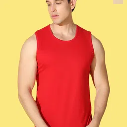 WOOSTRO Pack Of 2 Pure Combed Cotton Gym VestsVWS26(PLAIN RUST)(PLAIN RED)-13