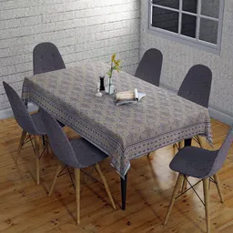 Sun Rise Beige Anti-Skid 6-Seater Table Cover-49
