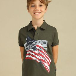 U.S. Polo Assn. Kids Boys Brand Logo Printed Polo Collar T-shirt-image-99