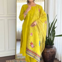 KALINI Women Floral Embroidered Kurta with Trousers & Dupatta-image-44