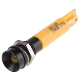RS PRO Yellow Panel Mount Indicator 110V AC, Mounting Hole Size 8 mm, Termination Type Solder Tab, Model No 207129-1