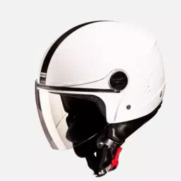 Studds White With Plain Black Strip Medium (570 mm) Open Face Helmet, Track-image-92