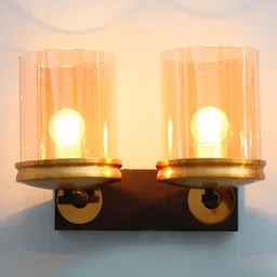 SHREE KALA HOME DECOR Brown & Gold-Toned Metal Traditional Abstract Shaped Shaped Wall Lamp-14
