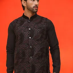 Jompers Embroidered Mandarin Collar Nehrujacket-18