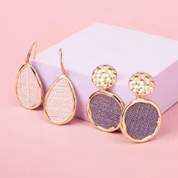 SALTY Combo Of 2 Earrings - Peachy Egg Pink & Lana Grey - Accessories-19