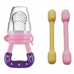 Enorme Baby Silicone Feeding Fruit Food Nibbler with Teether Sticks - Pink-10