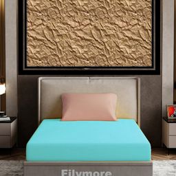 Filymore Plain Solid Single Bedsheet with Unique Colour Pattern Designer Bedsheet Made Of Pure Microfiber with 1 Pillow Cover - Aqua & Pink-11
