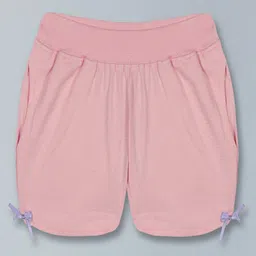 Kiddopanti Bow Embellished Curved Hem Shorts With Pockets - Baby Pink-picture-34