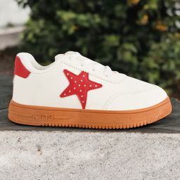 Lil Lollipop Star Designed & Colour Blocked Lace Tie Up Shoes - Off White-image-56