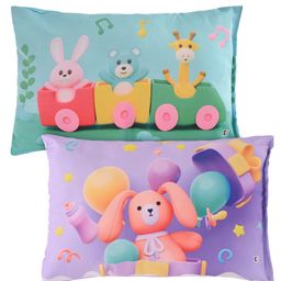Kuber Industries Pack of 2 Kids Pillows for Boys & Girls | 12"x18" Soft Cushion & Pillow Filler for Sleeping Toddlers | Printed -Purple & Blue-6