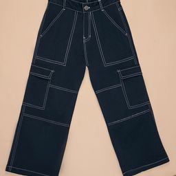 PURPLE UNITED KIDS Pocket Detailed Embroidered Trousers - Navy Blue-image-5