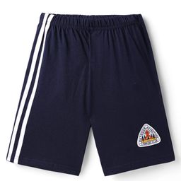 Taeko Single Jersey Knit Knee Length Shorts With Patch Detailing - Navy Blue-image-46