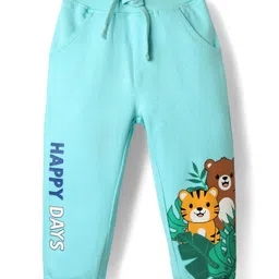 Babyhug Cotton Terry Knit Full Length Lounge Pant With Animal Print - Aqua Blue-picture-7