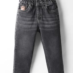 Olio Kids Denim Woven Full Length Solid Colour Jeans - Grey-picture-10