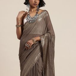Taavi Zari Handloom Block Print Saree-image-4