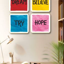 Myntra Elegant Homes Red & Blue 4 Pieces Motivational Quotes Wood Wall Art-20
