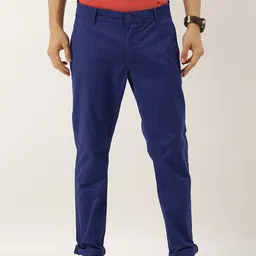 Being Human Clothing Men Navy Blue Regular Fit Solid Chinos-picture-14