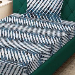 Myntra Elegant Homes Blue & White Abstract 280 TC Single Bedsheet Set-1.52 m x 2.28 m-image-41