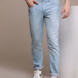 WROGN Men Slim Fit Mildly Distressed Light Fade Stretchable Mid-Rise Jeans-image-25