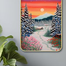Livin'luxe Red & Black Wooden Moon And Tree Painting Wall Art-image-72