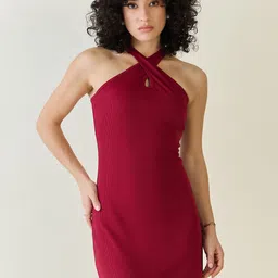 aayu Halter Neck Bodycon Dress-image-0
