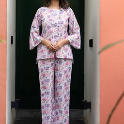 Moda Rapido Floral Printed Round Neck Pure Cotton Top With Trouser-picture-57