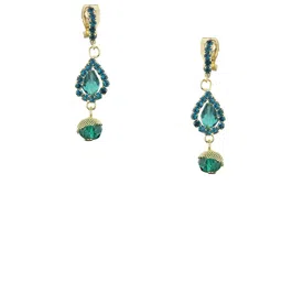 FirstBlush Gold-Plated Stones Studded & Beaded Contemporary Non Pierced Drop Earrings-10