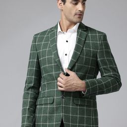 Park Avenue Checked Single-Breasted Slim Fit Formal Blazer-39