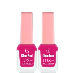 GlamFam Luxe Set Of 2 Glossy Finish Nail Lacquer - 12 ml Each - Flamingo Pink 27-46