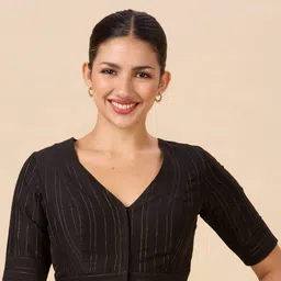 Studio Shringaar Striped V-Neck Saree Blouse-picture-41