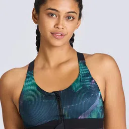 Domyos By Decathlon Women's Heavily Padded High Support Zipped Sports Bra with Cups-picture-5