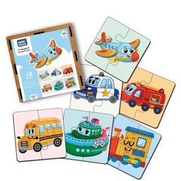 Mini Leaves 24 Pieces Wooden Set of 6 Transport Jigsaw Puzzle for 2+ Kids-56