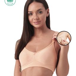 Inner Sense Organic Antimicrobail Low Impact Lounge Bra With Removable Pads - Beige-image-58