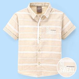 Little Kangaroos Half Sleeves Shirt Striped - Fawn-image-62