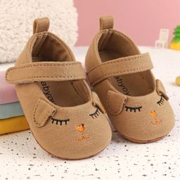 Babyoye Velcro Closure Booties with Ear Applique - Beige-picture-12