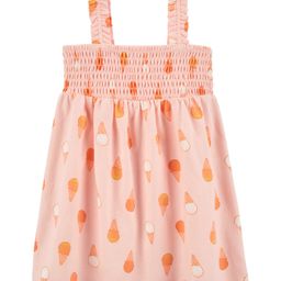 Carter's Sleeveless Frock With Ice Cream Print & Smocking Detailing - Pink-image-67