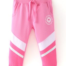 Babyhug Cotton Looper Full Length Striped Lounge and Track Pant  - Pink-image-81